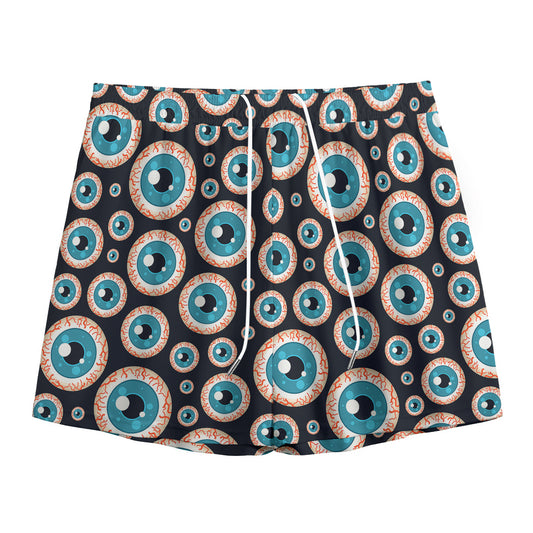 Creepy Eyeball Pattern Print Mesh Shorts