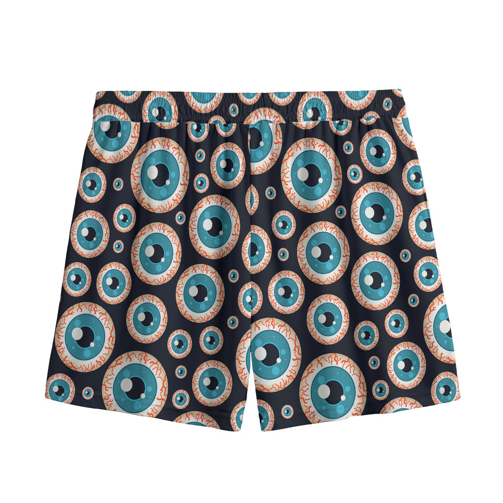 Creepy Eyeball Pattern Print Mesh Shorts