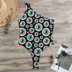 Creepy Eyeball Pattern Print One Shoulder Bodysuit