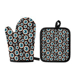 Creepy Eyeball Pattern Print Oven Mitt And Pot Holder Set