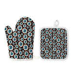 Creepy Eyeball Pattern Print Oven Mitt And Pot Holder Set
