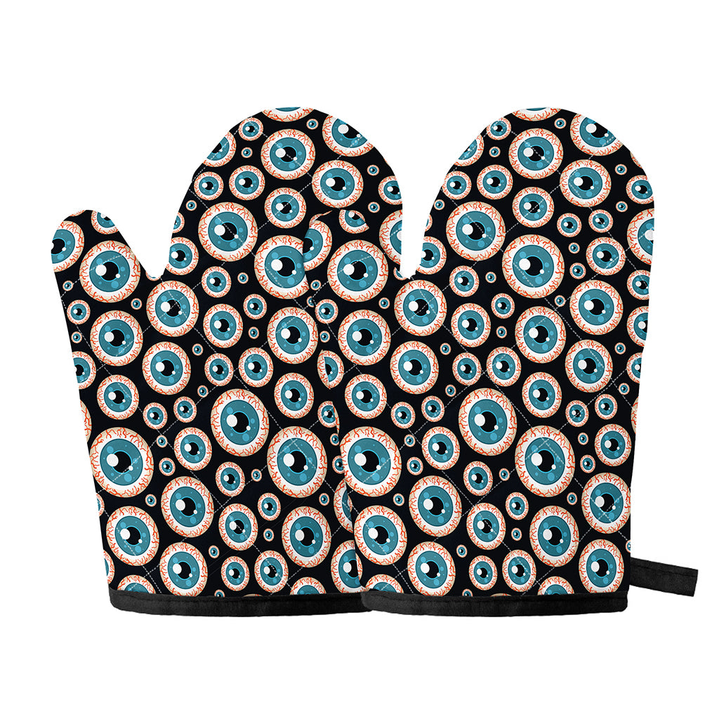 Creepy Eyeball Pattern Print Oven Mitts