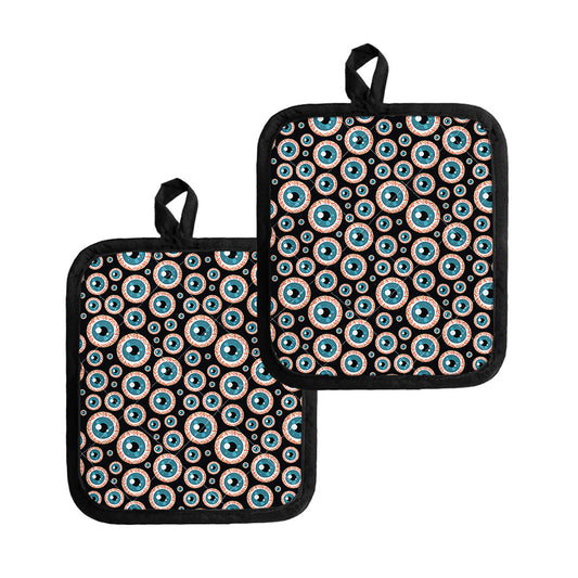 Creepy Eyeball Pattern Print Pot Holders