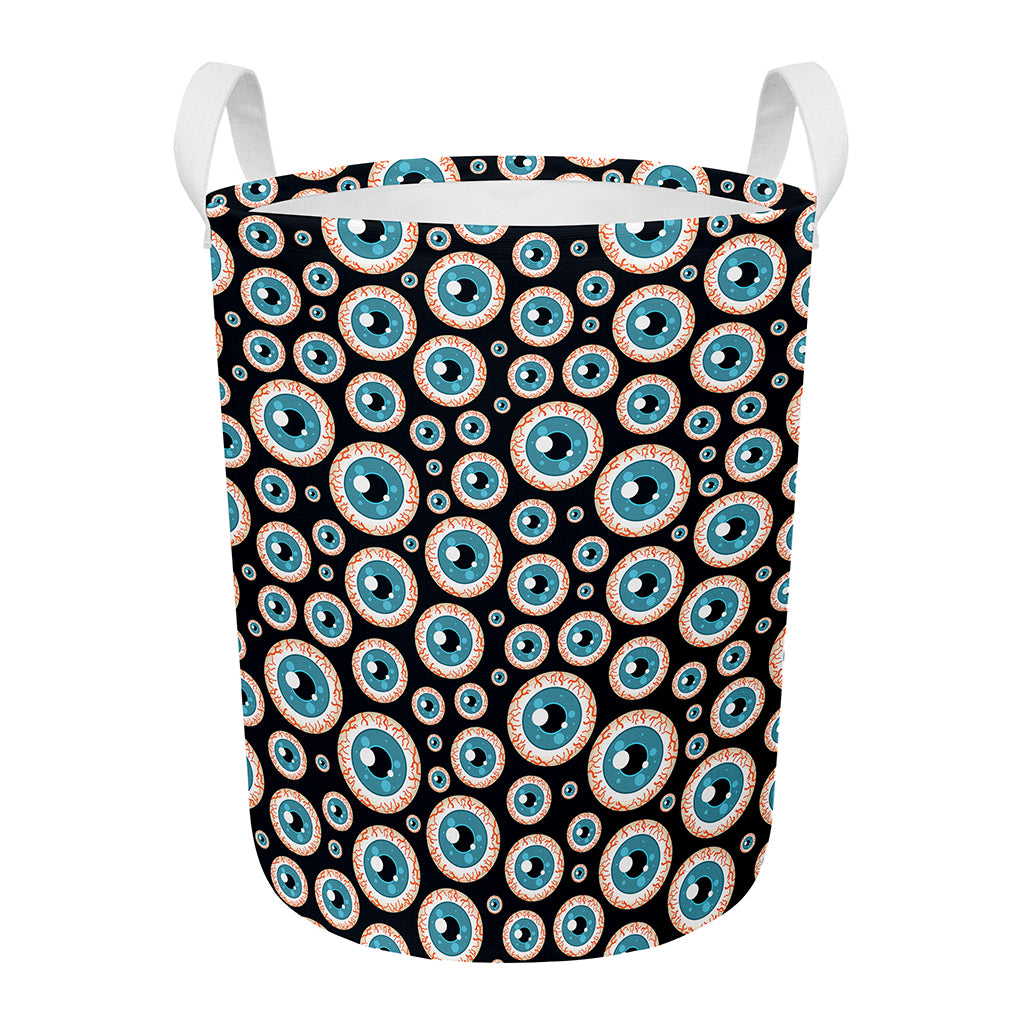 Creepy Eyeball Pattern Print Round Laundry Basket