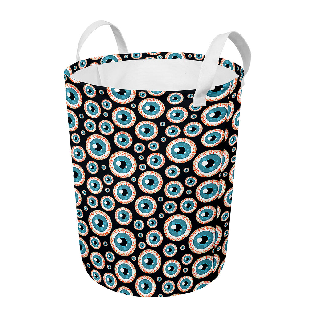 Creepy Eyeball Pattern Print Round Laundry Basket