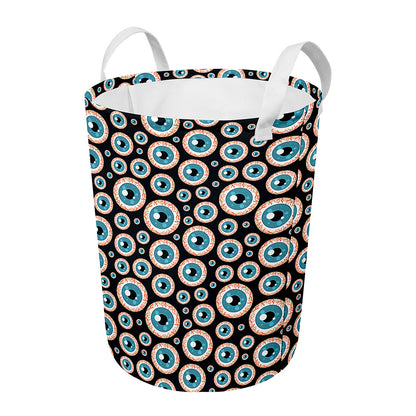 Creepy Eyeball Pattern Print Round Laundry Basket