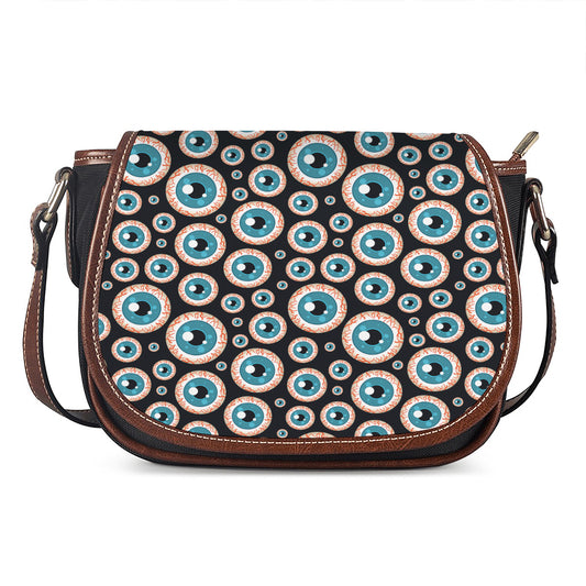 Creepy Eyeball Pattern Print Saddle Bag