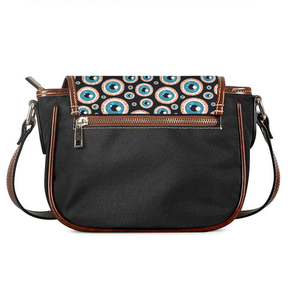 Creepy Eyeball Pattern Print Saddle Bag