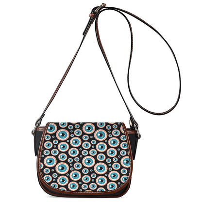 Creepy Eyeball Pattern Print Saddle Bag