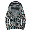 Creepy Eyeball Pattern Print Sherpa Lined Zip Up Hoodie