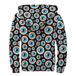 Creepy Eyeball Pattern Print Sherpa Lined Zip Up Hoodie