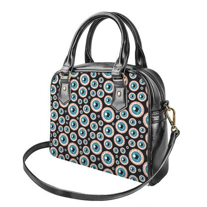 Creepy Eyeball Pattern Print Shoulder Handbag