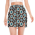 Creepy Eyeball Pattern Print Side Slit Mini Skirt