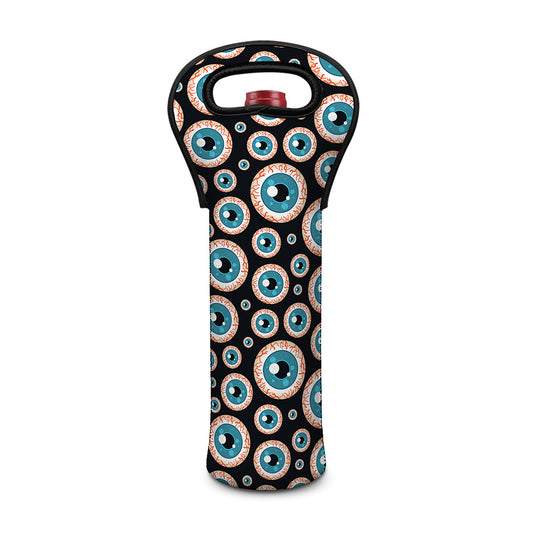 Creepy Eyeball Pattern Print Single Neoprene Wine Tote