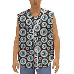 Creepy Eyeball Pattern Print Sleeveless Baseball Jersey