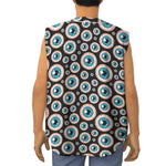 Creepy Eyeball Pattern Print Sleeveless Baseball Jersey