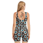 Creepy Eyeball Pattern Print Sleeveless One Piece Swimsuit