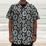 Creepy Eyeball Pattern Print Textured Short Sleeve Shirt