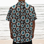 Creepy Eyeball Pattern Print Textured Short Sleeve Shirt