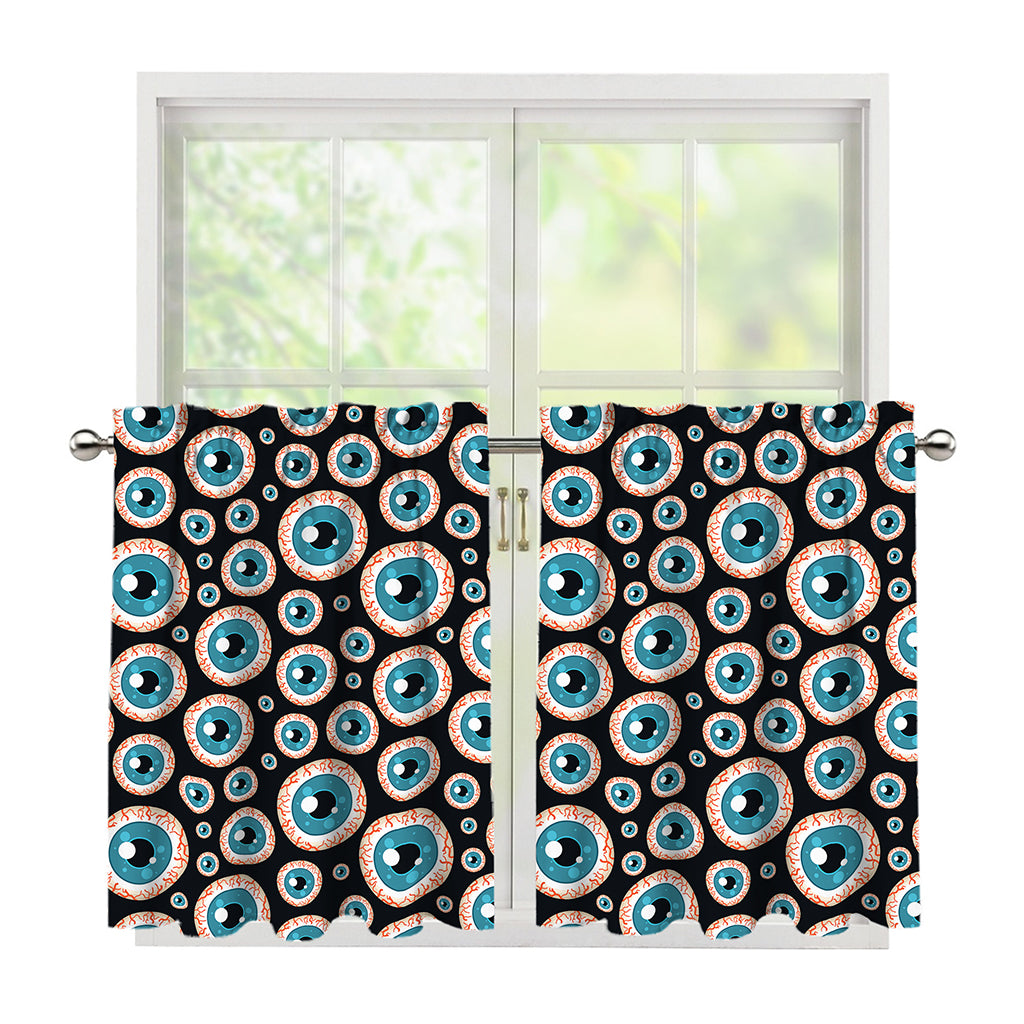 Creepy Eyeball Pattern Print Tier Curtains