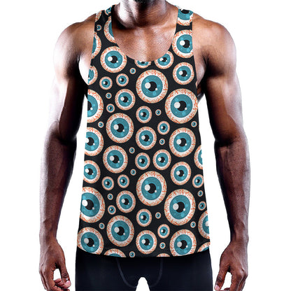 Creepy Eyeball Pattern Print Training Tank Top