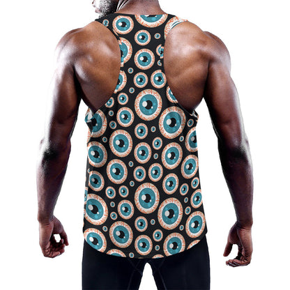 Creepy Eyeball Pattern Print Training Tank Top