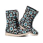Creepy Eyeball Pattern Print Winter Boots