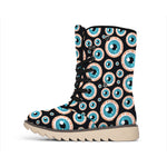 Creepy Eyeball Pattern Print Winter Boots