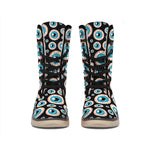 Creepy Eyeball Pattern Print Winter Boots
