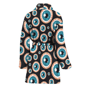 Creepy Eyeball Pattern Print Women's Bathrobe