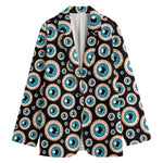 Creepy Eyeball Pattern Print Women's Blazer