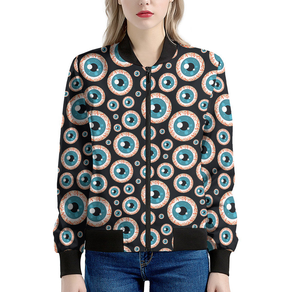 Creepy Eyeball Pattern Print Women's Bomber Jacket