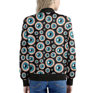 Creepy Eyeball Pattern Print Women's Bomber Jacket