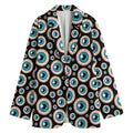 Creepy Eyeball Pattern Print Women's Cotton Blazer
