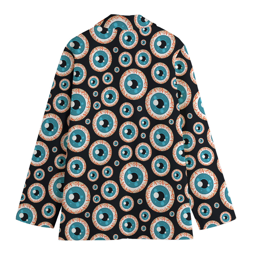 Creepy Eyeball Pattern Print Women's Cotton Blazer