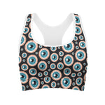 Creepy Eyeball Pattern Print Women's Sports Bra