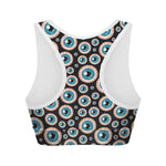Creepy Eyeball Pattern Print Women's Sports Bra