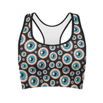 Creepy Eyeball Pattern Print Women's Sports Bra