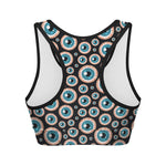 Creepy Eyeball Pattern Print Women's Sports Bra
