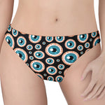 Creepy Eyeball Pattern Print Women's Thong