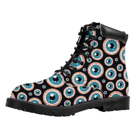 Creepy Eyeball Pattern Print Work Boots