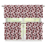 Creepy Red Eyeball Pattern Print 3 Piece Kitchen Curtains