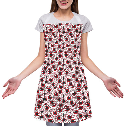 Creepy Red Eyeball Pattern Print Adjustable Apron