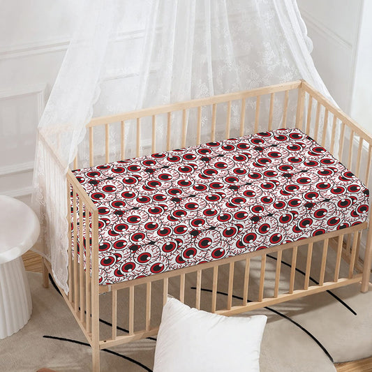 Creepy Red Eyeball Pattern Print Baby Crib Sheet