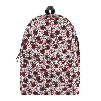 Creepy Red Eyeball Pattern Print Backpack