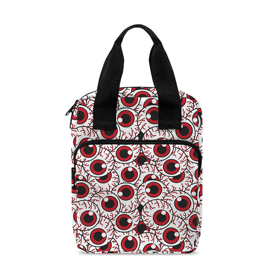 Creepy Red Eyeball Pattern Print Bible Tote Bag