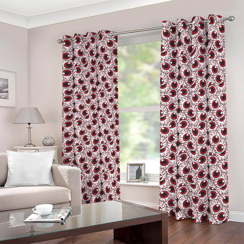 Creepy Red Eyeball Pattern Print Blackout Grommet Curtains