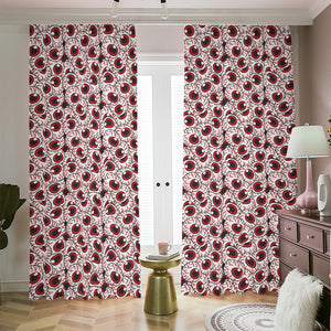 Creepy Red Eyeball Pattern Print Blackout Pencil Pleat Curtains