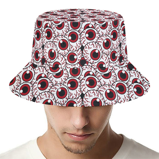 Creepy Red Eyeball Pattern Print Bucket Hat