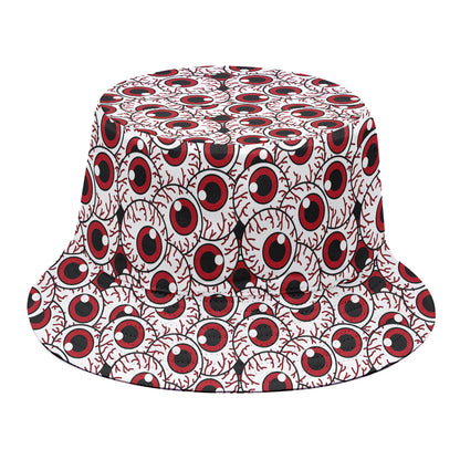 Creepy Red Eyeball Pattern Print Bucket Hat